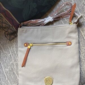 Joyfolie Taupe Crossbody Bag with Gold Details